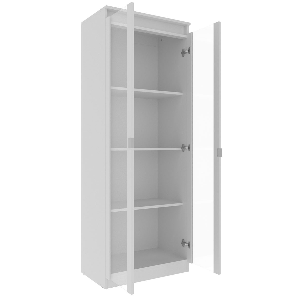 Estante Armário Alta Livreiro Multiuso Office 2 Portas Vidro Branco