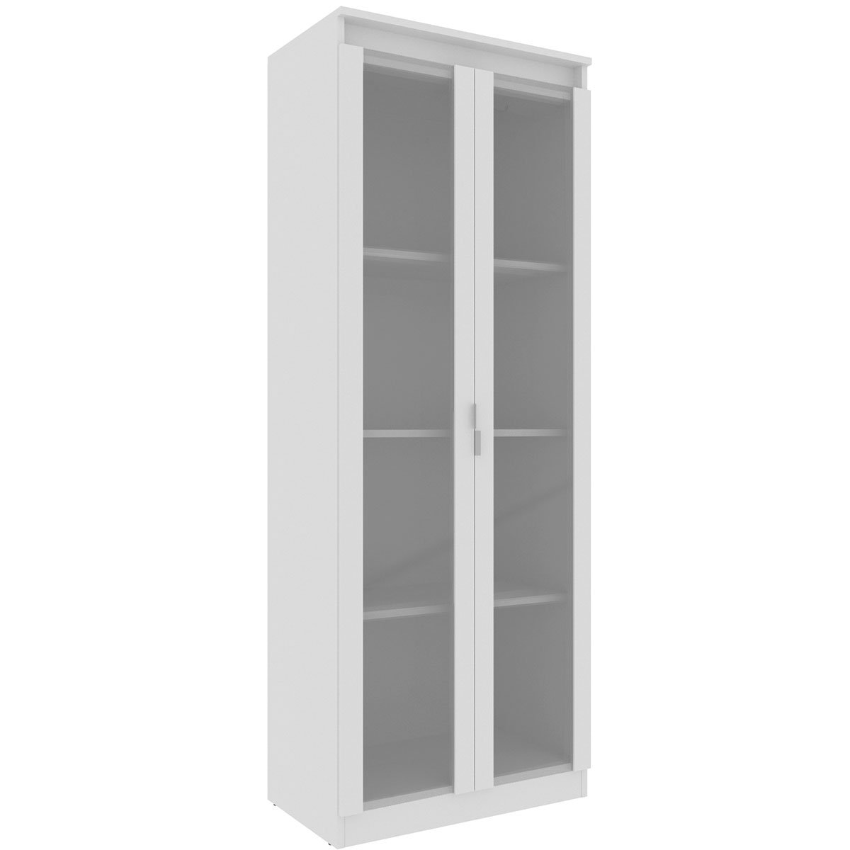 Estante Armário Alta Livreiro Multiuso Office 2 Portas Vidro Branco