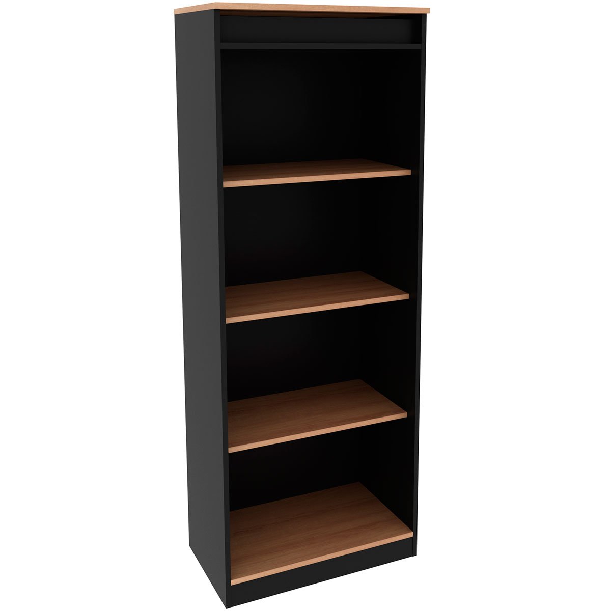 Estante Armário Alta Livreiro Multiuso Office 4 Prateleiras Amêndoa/Preto