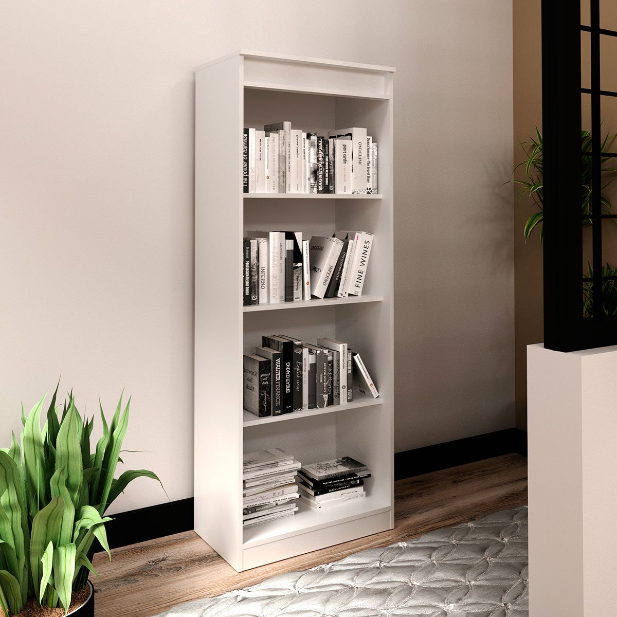 Estante Armário Alta Livreiro Multiuso Office 4 Prateleiras Branco