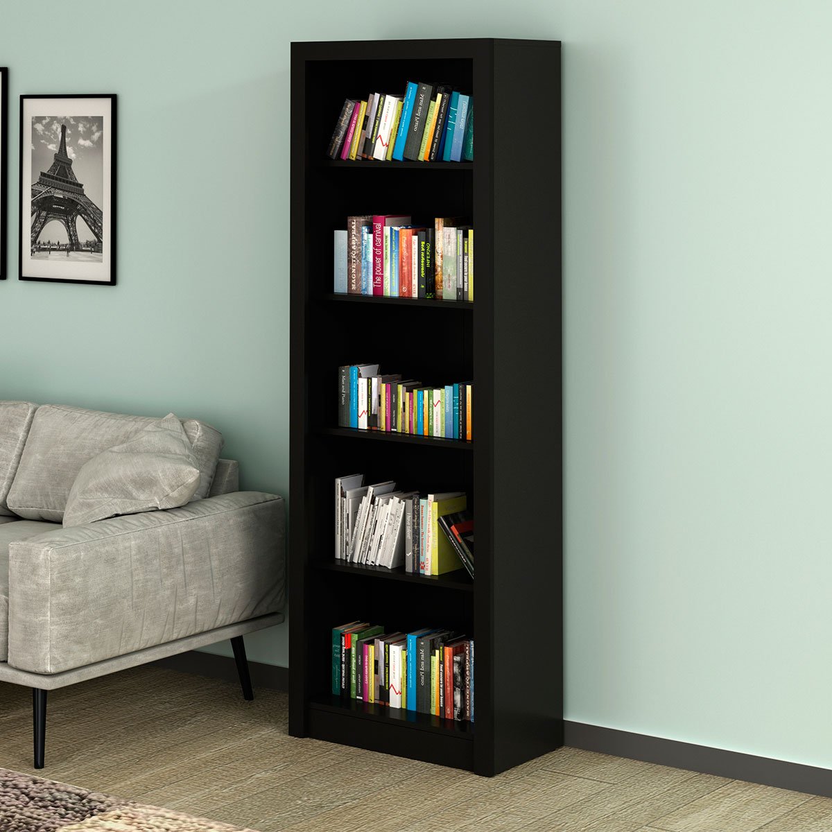 Estante Armário Alta Livreiro Multiuso Office 5 Prateleiras Preto