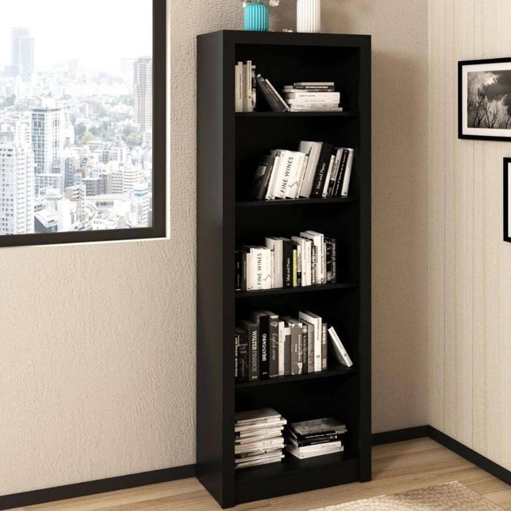 Estante Escritório 31x60x171cm ME4104 Livreiro Tecnomobili Preta 5 Prateleiras Organizar Documentos Livros