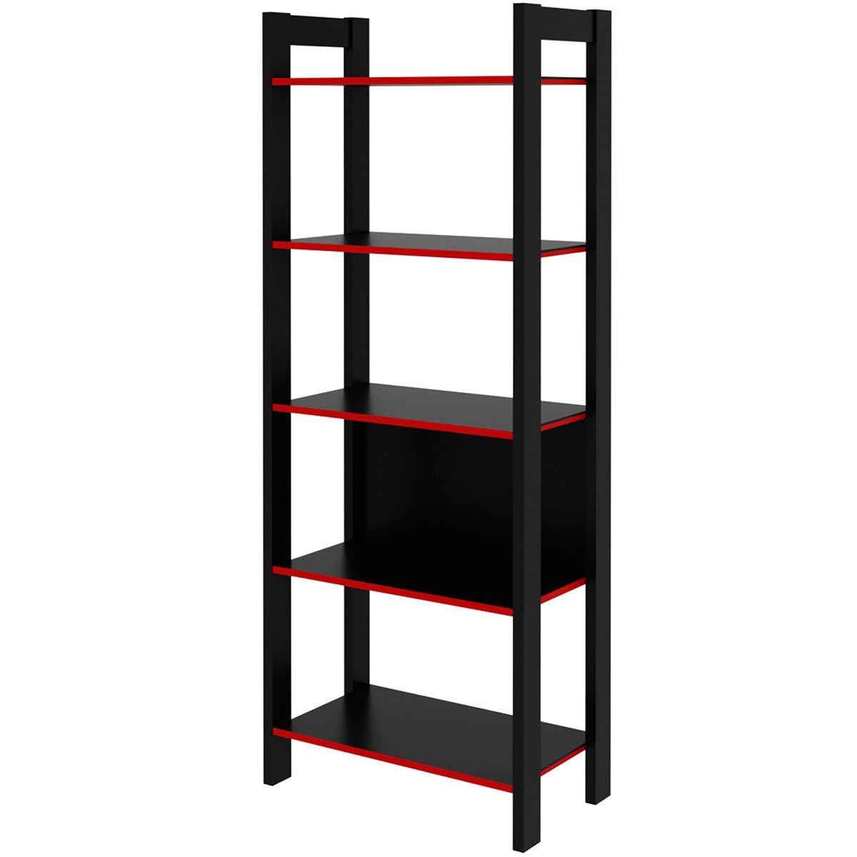 Estante Multiuso Gamer Livreiro Office 5 Prateleiras Preto/Vermelho