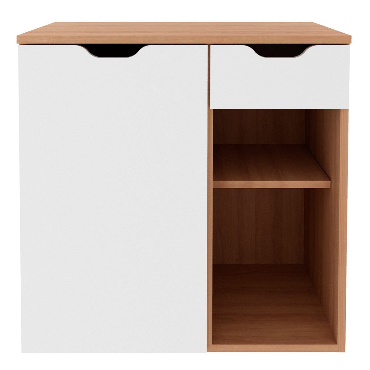 Gabinete de Banheiro 60 cm 1 Porta 1 Gaveta Romana Amêndoa/Branco