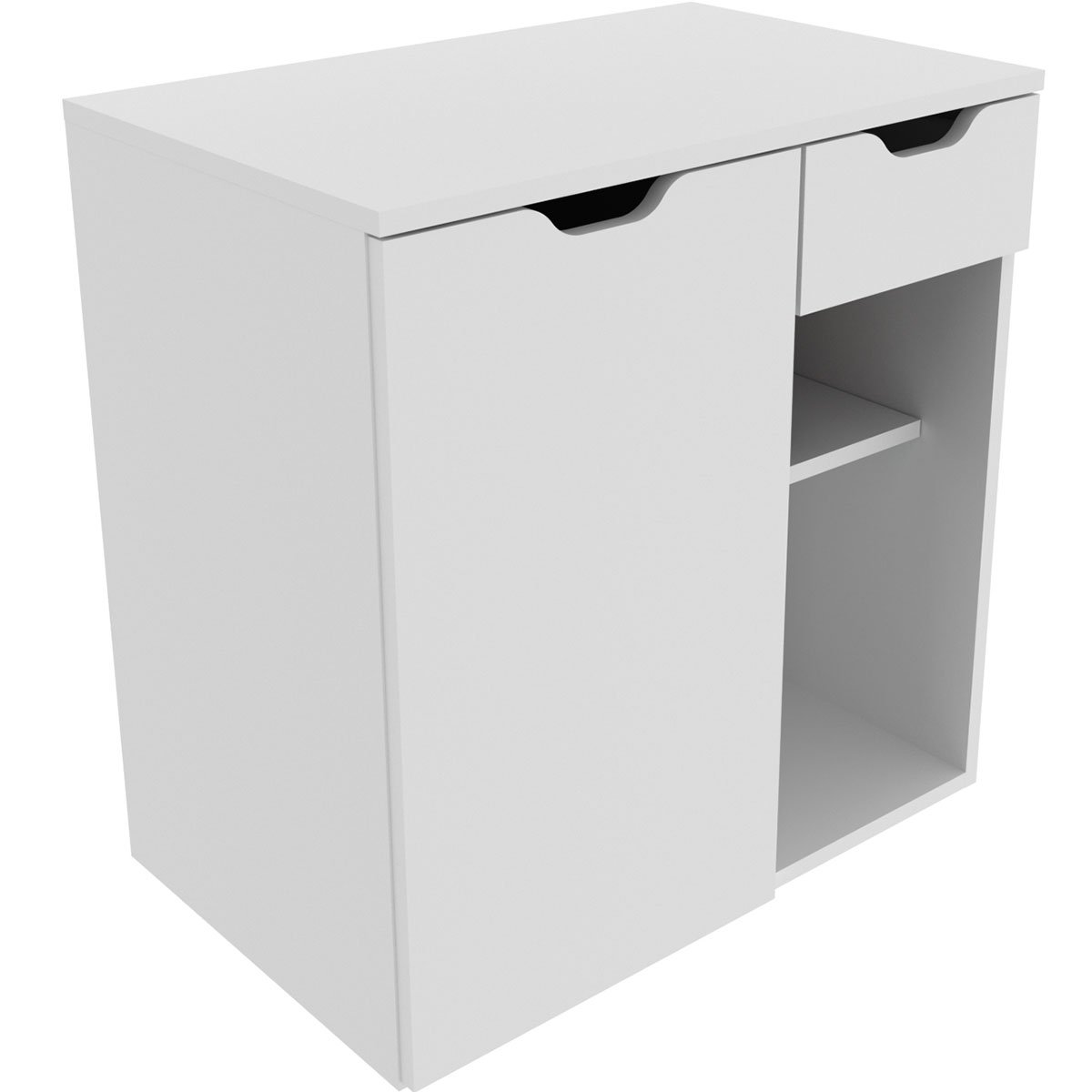 Gabinete de Banheiro 60 cm 1 Porta 1 Gaveta Romana Branco