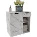 Gabinete de Banheiro 60 cm 1 Porta 1 Gaveta Romana Mármore Branco