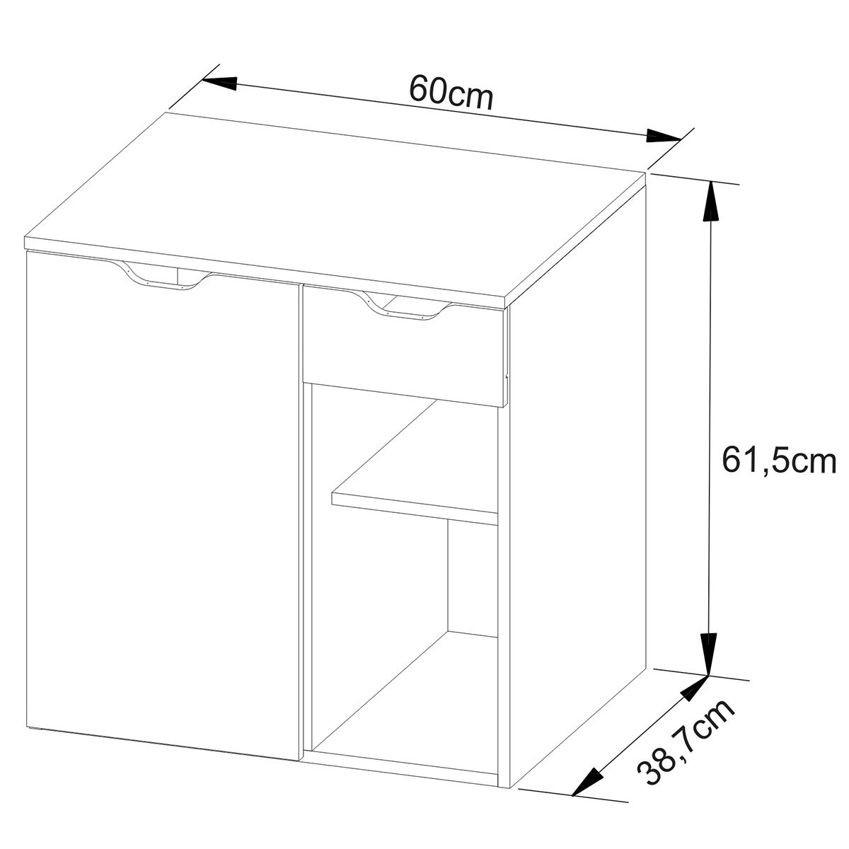 Gabinete de Banheiro 60 cm 1 Porta 1 Gaveta Romana Mármore Branco