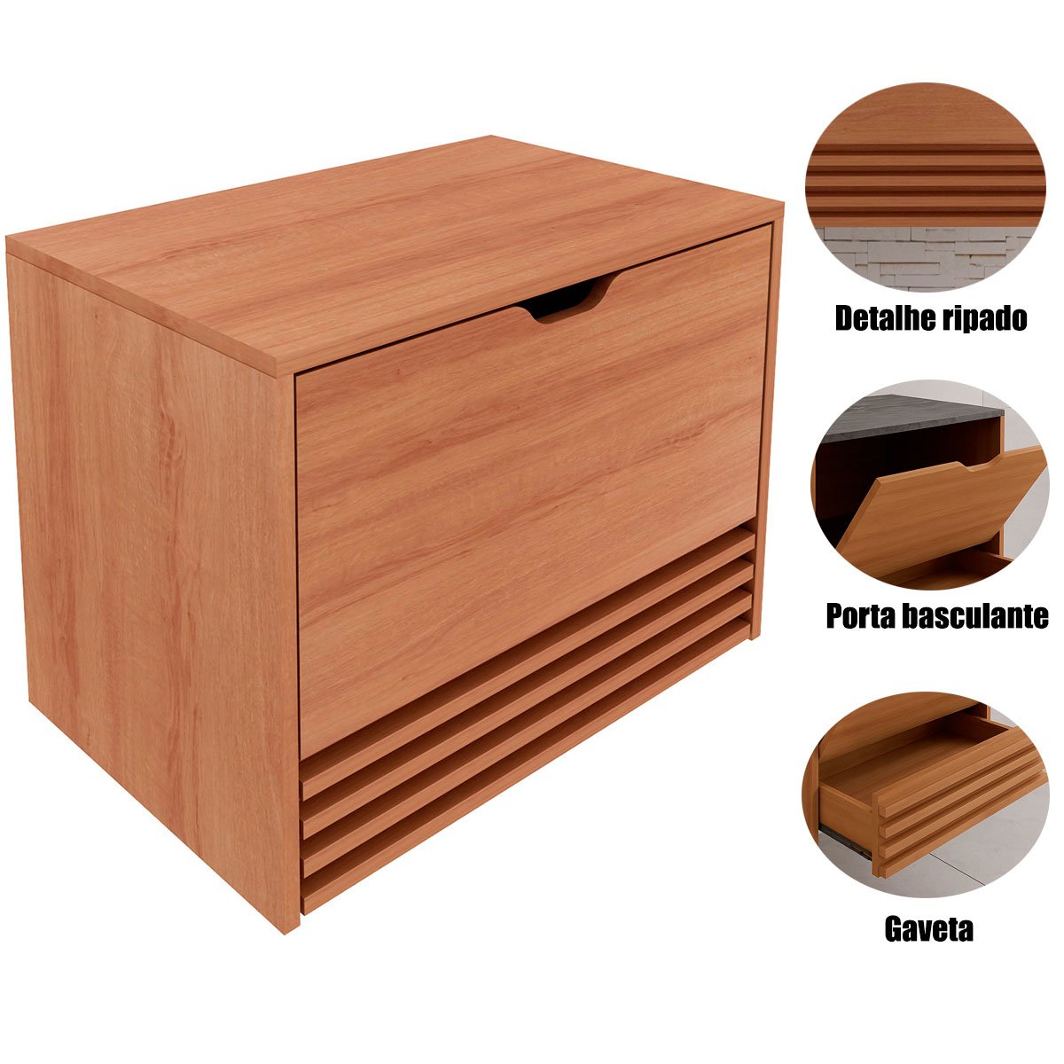 Gabinete de Banheiro 60 cm 1 Porta 1 Gaveta Sâmia Amêndoa