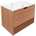 Gabinete de Banheiro 60 cm 1 Porta 1 Gaveta Sâmia Amêndoa/Mármore Branco