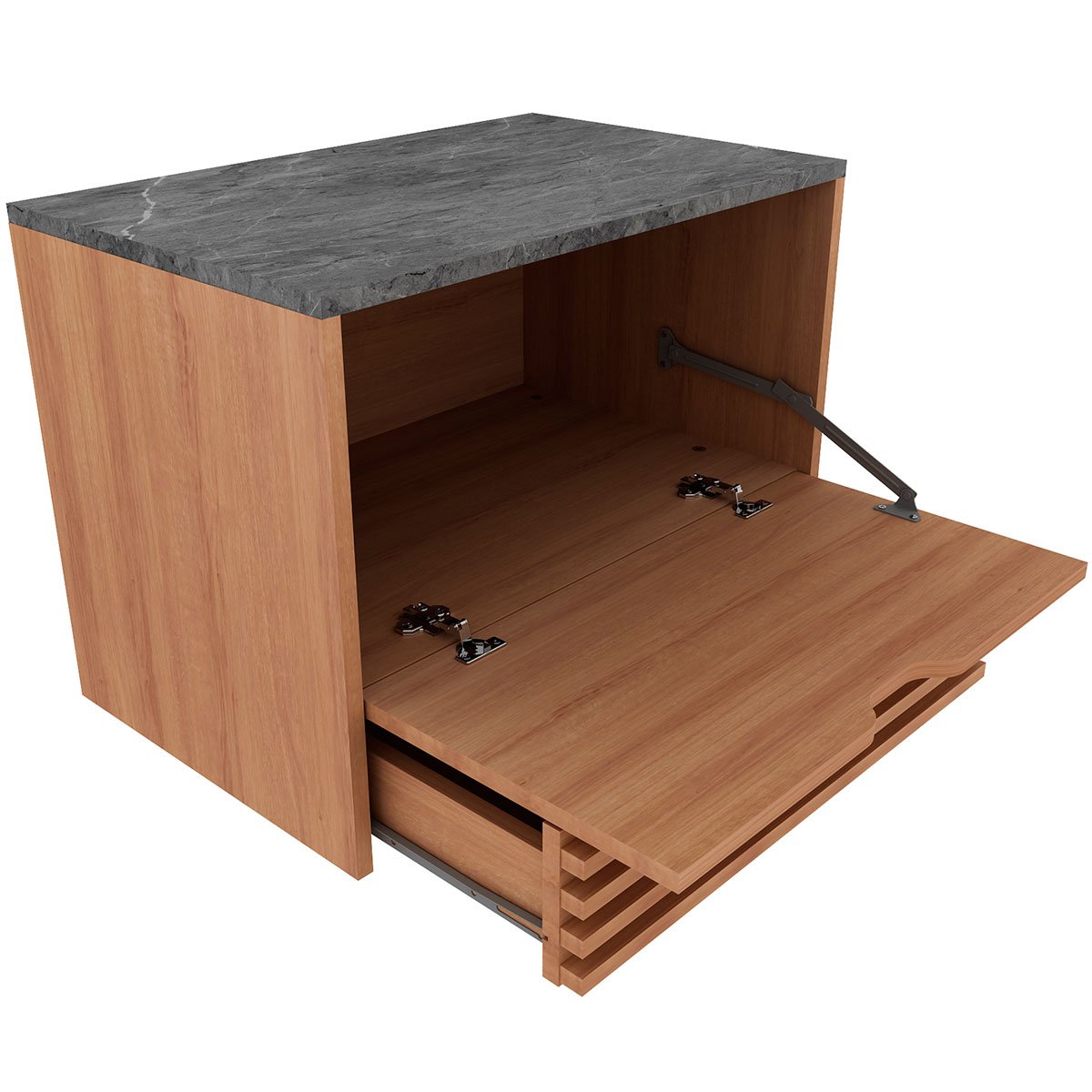 Gabinete de Banheiro 60 cm 1 Porta 1 Gaveta Sâmia Amêndoa/Mármore Lunar