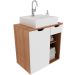 Gabinete de Banheiro 60 cm 1 Porta com Cuba Romana Amêndoa/Branco