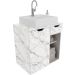 Gabinete de Banheiro 60 cm 1 Porta com Cuba Romana Mármore Branco