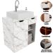 Gabinete de Banheiro 60 cm 1 Porta com Cuba Romana Mármore Branco