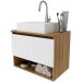 Gabinete de Banheiro 60 cm 1 Porta com Cuba Valente Amêndoa/Branco