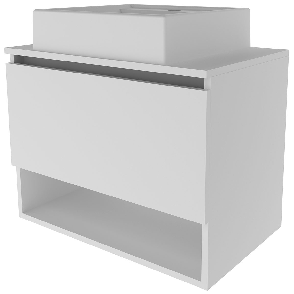 Gabinete de Banheiro 60 cm 1 Porta com Cuba Valente Branco