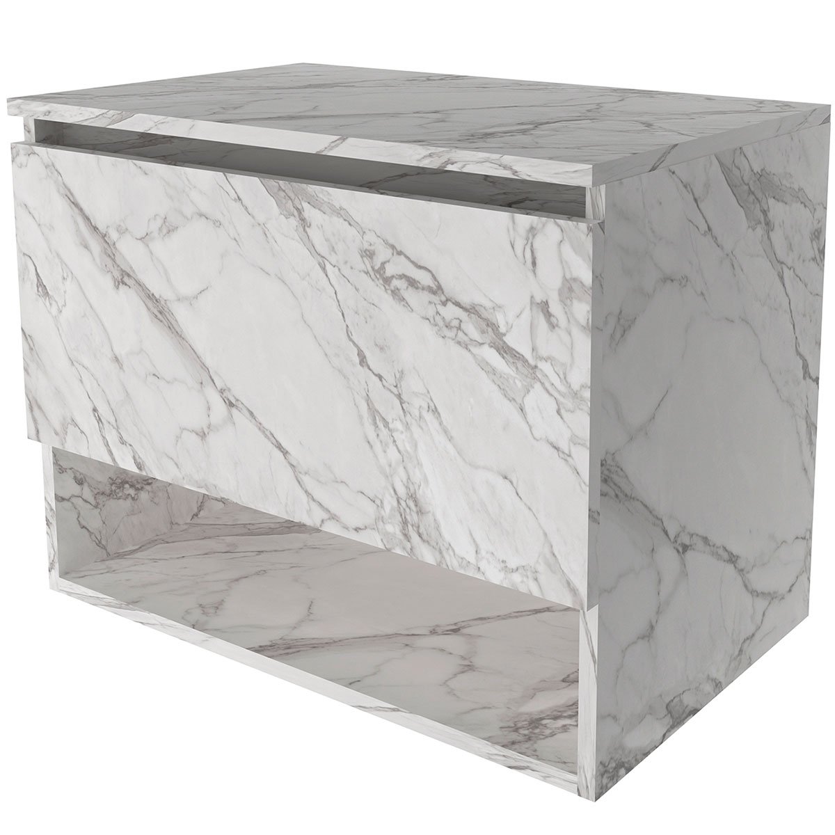Gabinete de Banheiro 60 cm 1 Porta e Nicho Valente Mármore Branco