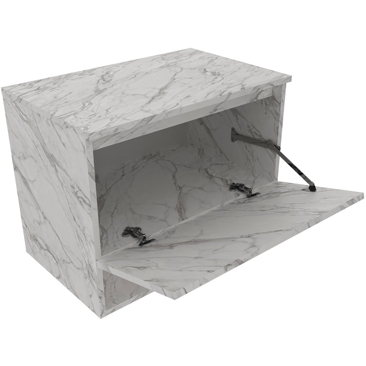 Gabinete de Banheiro 60 cm 1 Porta e Nicho Valente Mármore Branco
