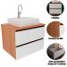 Gabinete de Banheiro 60 cm 2 Gavetas com Cuba Joana Amêndoa/Branco