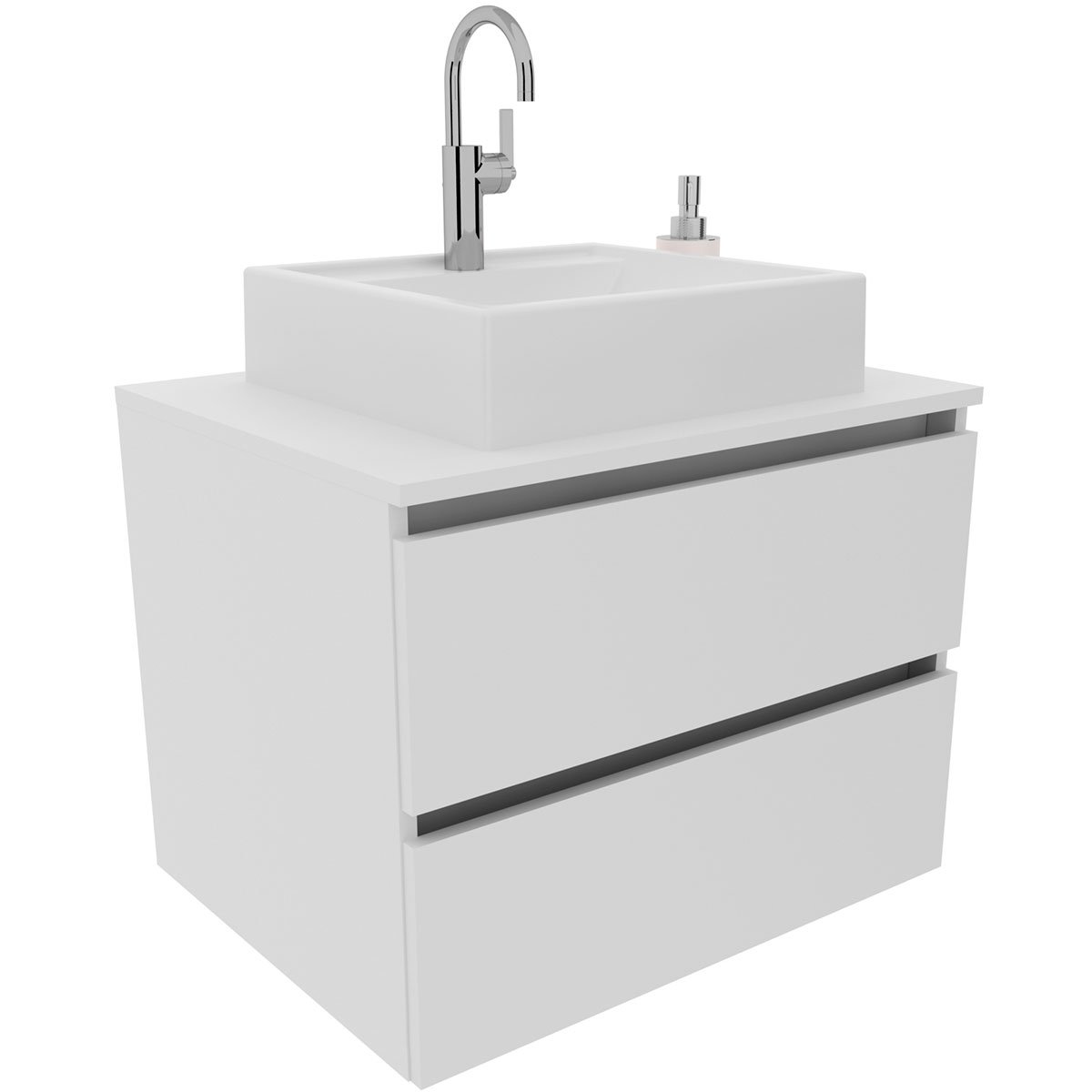 Gabinete de Banheiro 60 cm 2 Gavetas com Cuba Joana Branco