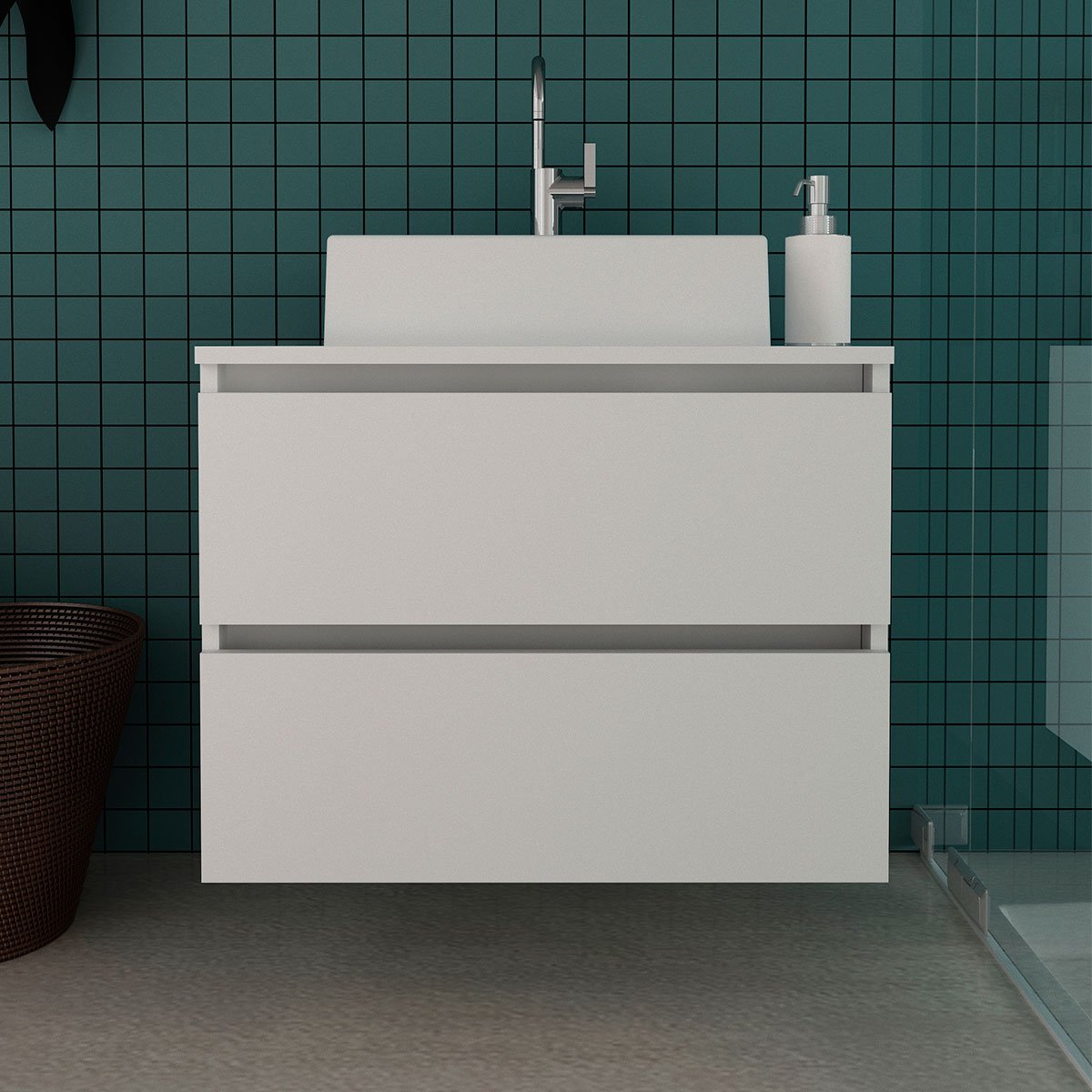 Gabinete de Banheiro 60 cm 2 Gavetas com Cuba Joana Branco