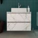Gabinete de Banheiro 60 cm 2 Gavetas com Cuba Joana Mármore Branco
