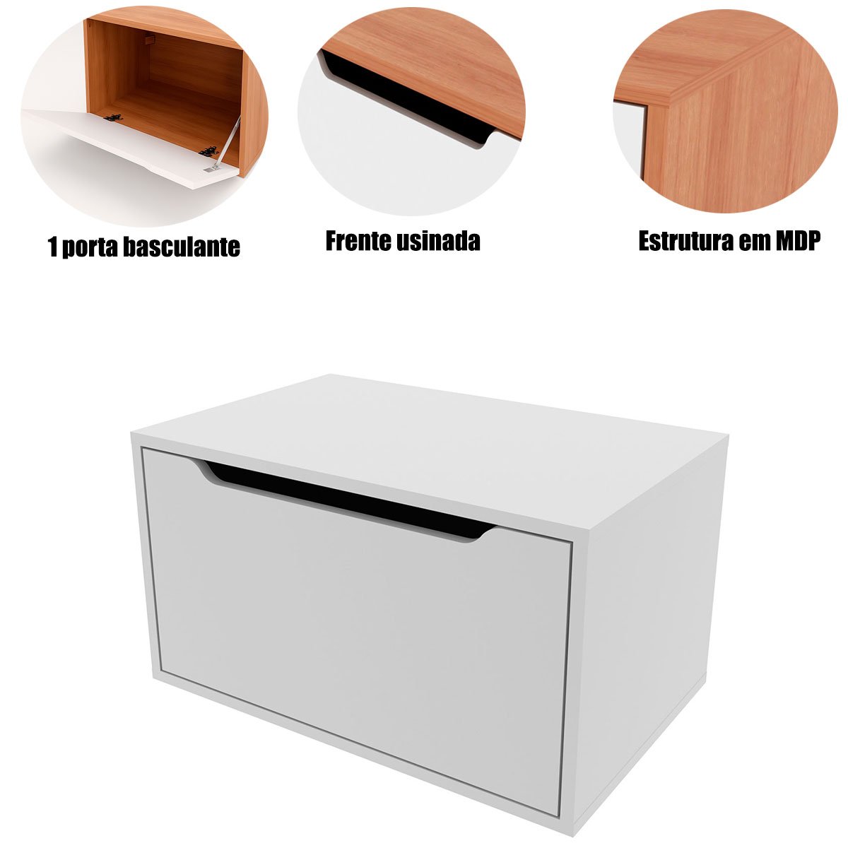 Gabinete de Banheiro 60 cm com 1 Porta Basculante Branco