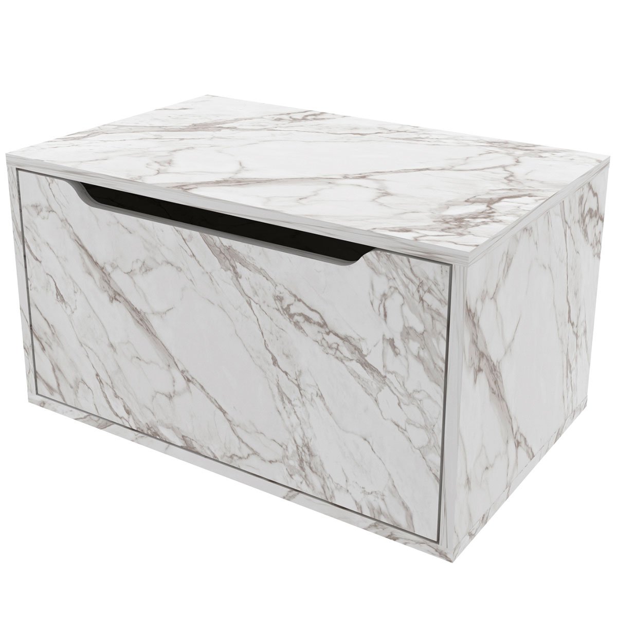 Gabinete de Banheiro 60 cm com 1 Porta Basculante Mármore Branco