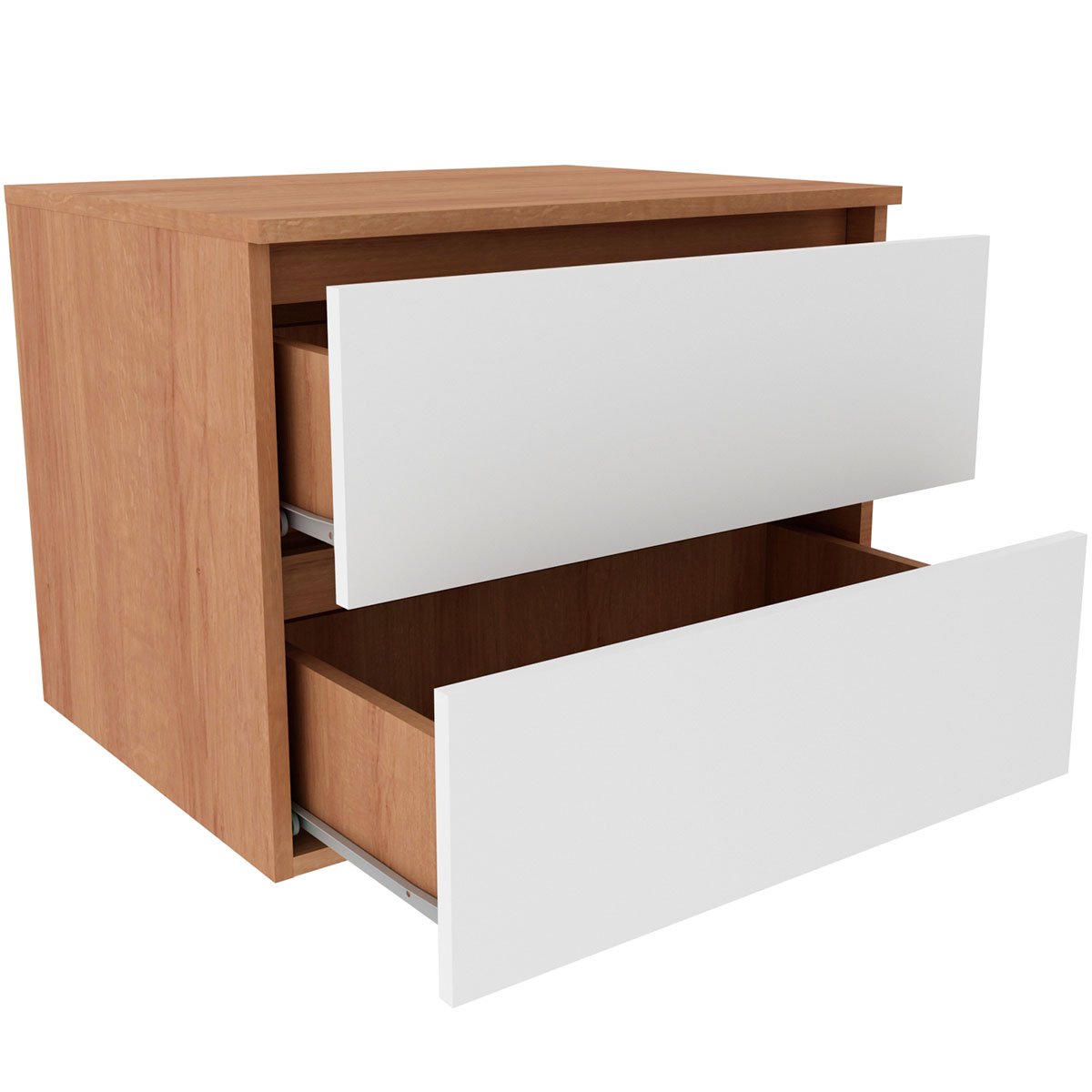 Gabinete de Banheiro 60 cm com 2 Gavetas Joana Amêndoa/Branco