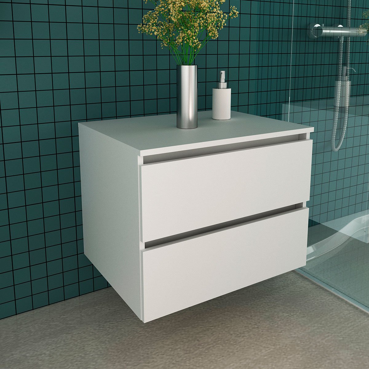 Gabinete de Banheiro 60 cm com 2 Gavetas Joana Branco