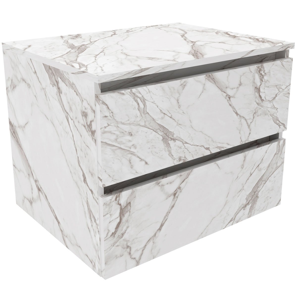 Gabinete de Banheiro 60 cm com 2 Gavetas Joana Mármore Branco