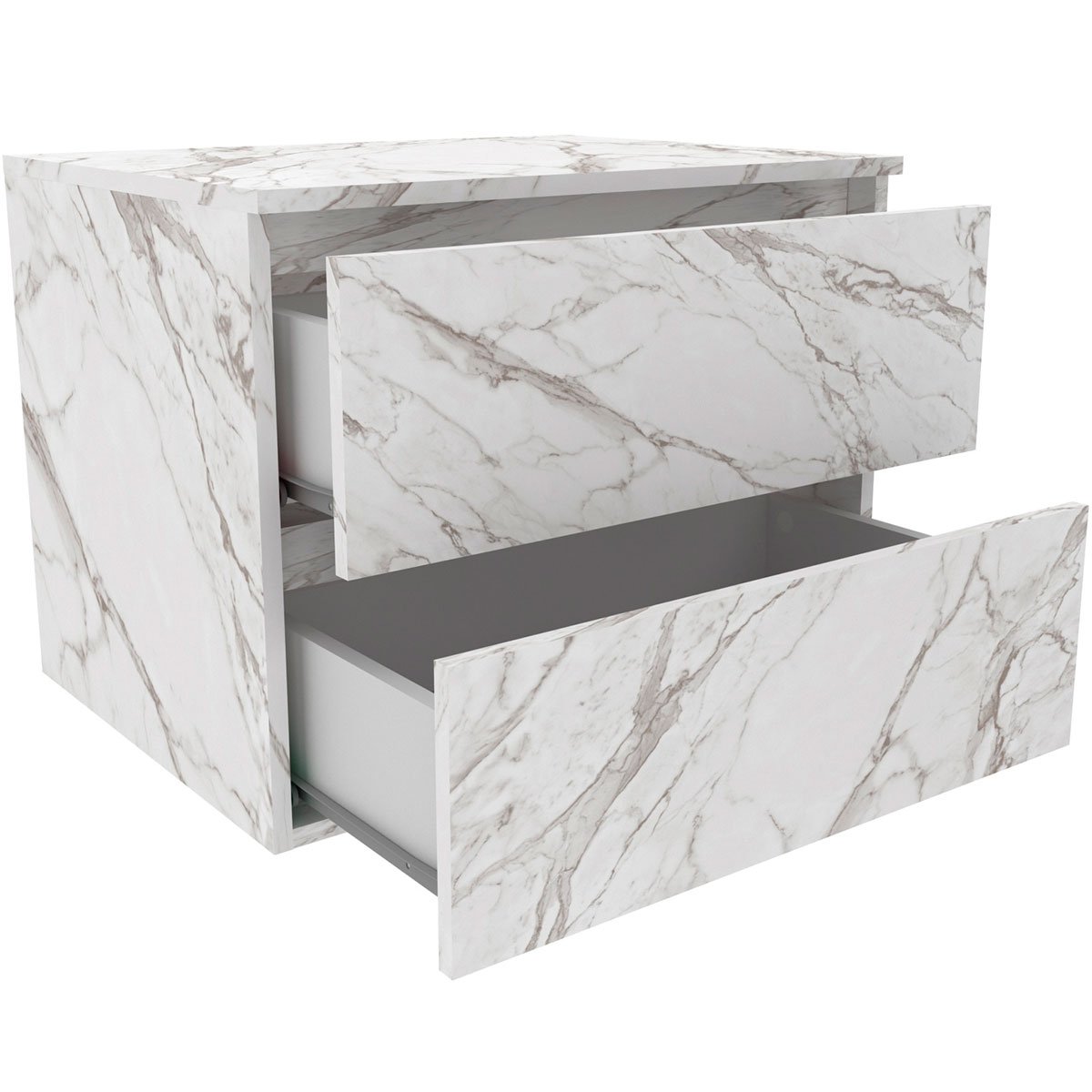 Gabinete de Banheiro 60 cm com 2 Gavetas Joana Mármore Branco