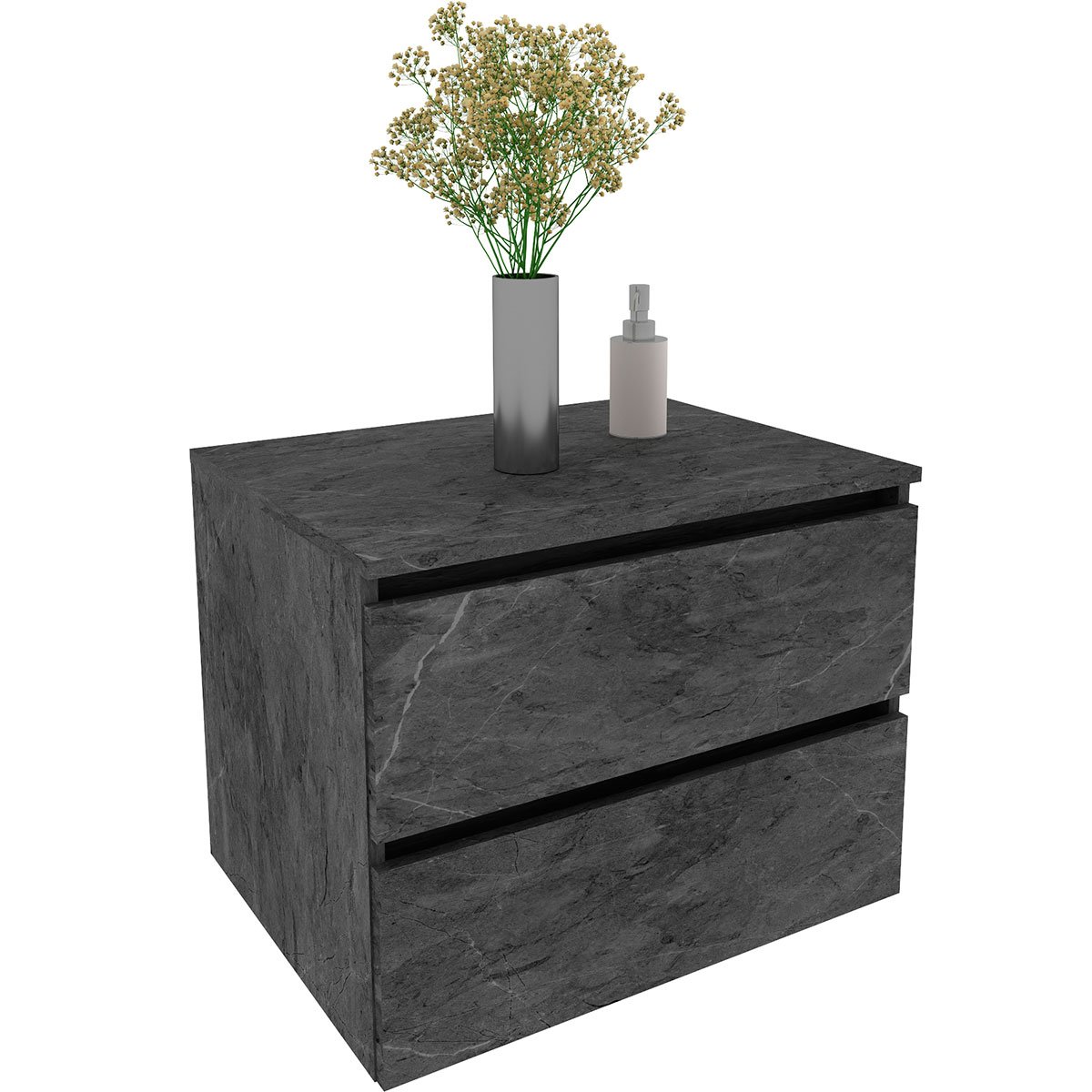 Gabinete de Banheiro 60 cm com 2 Gavetas Joana Mármore Lunar