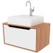 Gabinete de Banheiro 60 cm com Cuba e 1 Porta Basculante Amêndoa/Branco