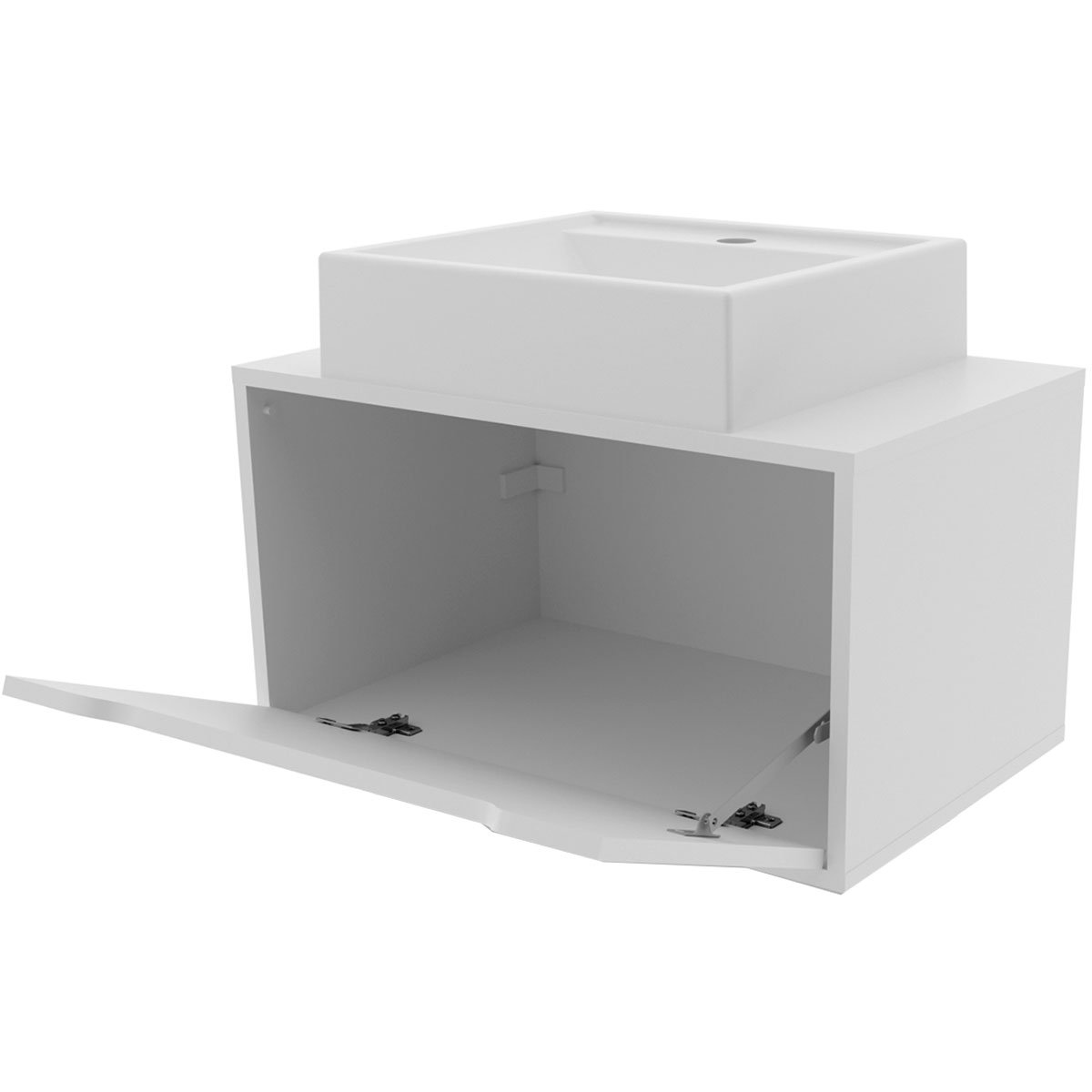 Gabinete de Banheiro 60 cm com Cuba e 1 Porta Basculante Branco