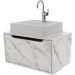 Gabinete de Banheiro 60 cm com Cuba e 1 Porta Basculante Mármore Branco