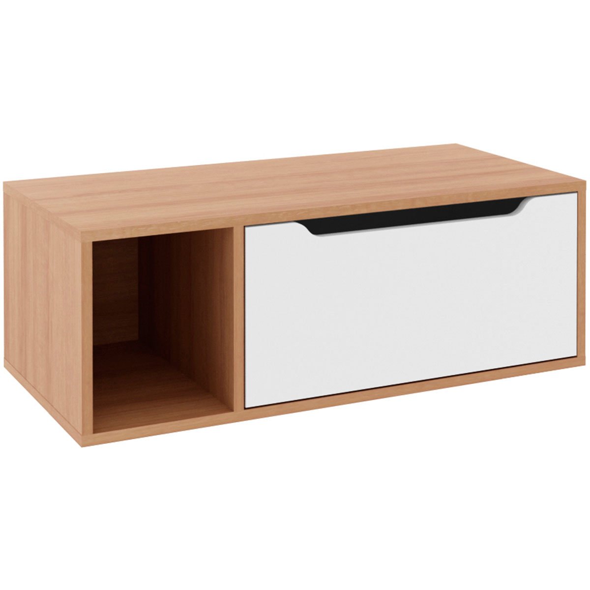 Gabinete de Banheiro 80 cm com 1 Porta e Nicho Amêndoa/Branco
