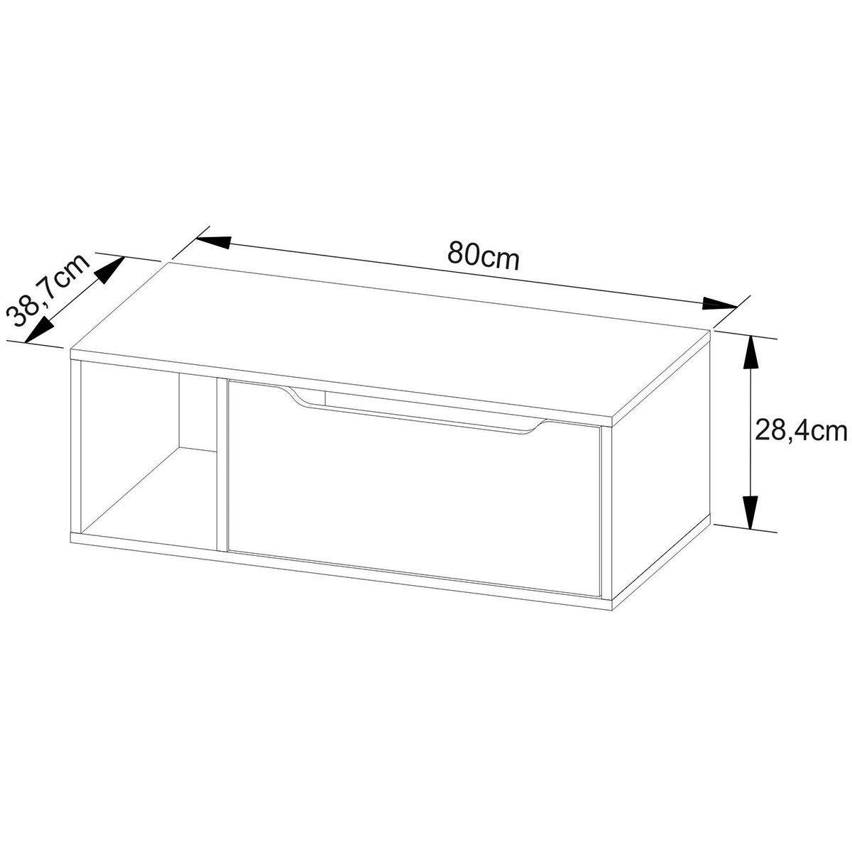 Gabinete de Banheiro 80 cm com 1 Porta e Nicho Mármore Lunar
