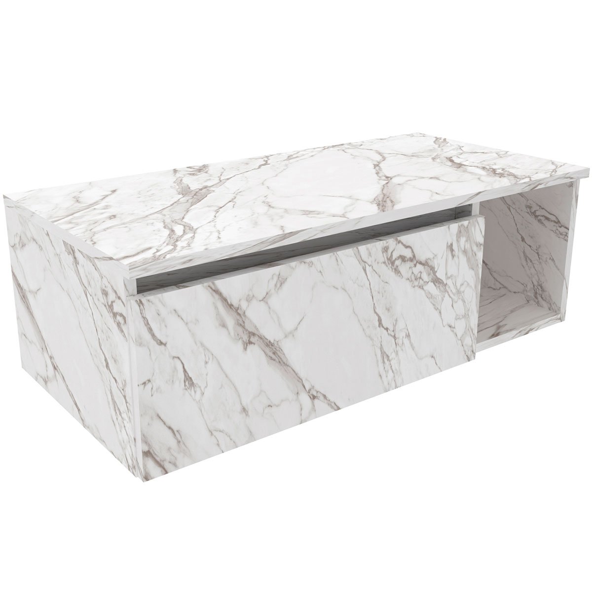 Gabinete de Banheiro 80 cm com 1 Porta e Nicho Marina Mármore Branco