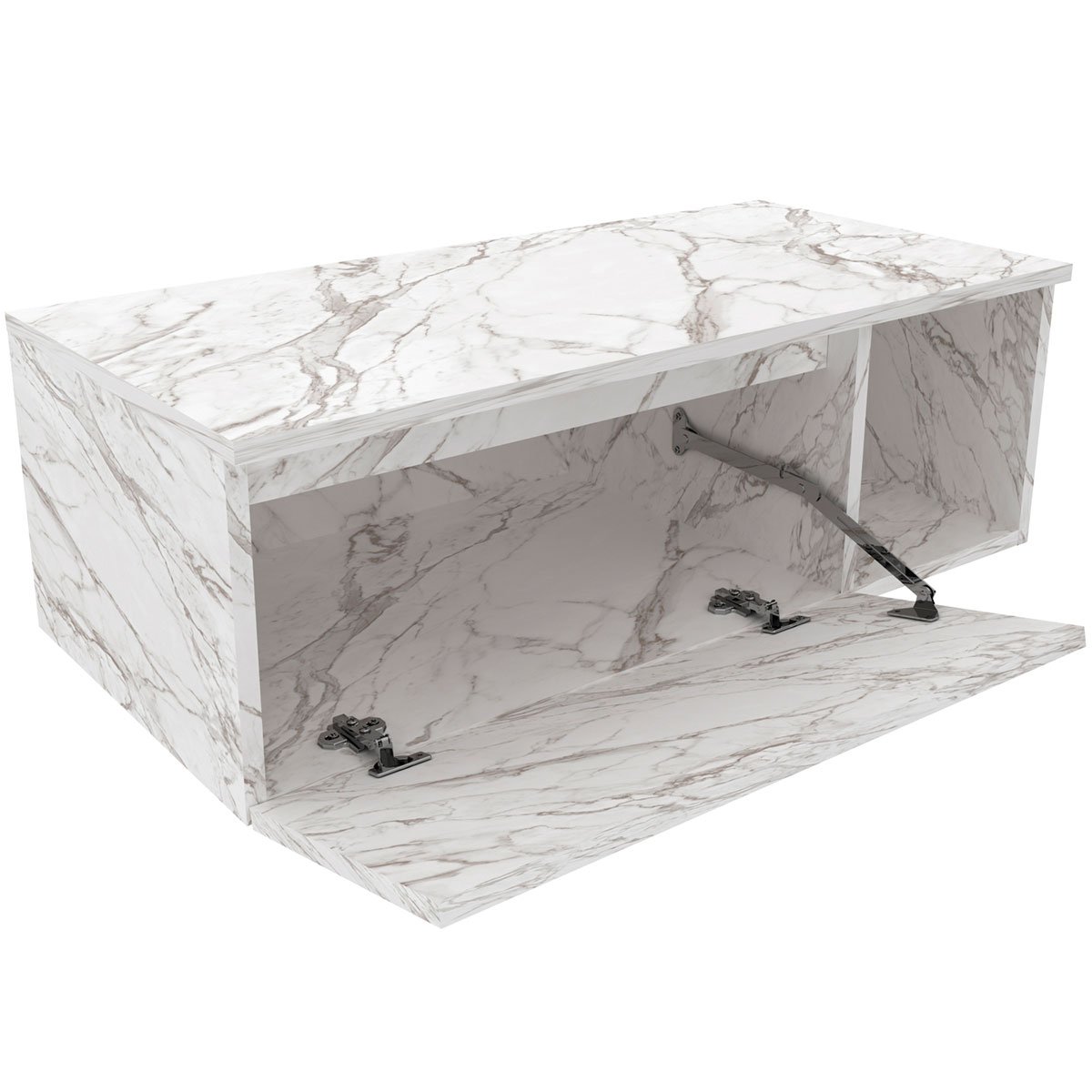 Gabinete de Banheiro 80 cm com 1 Porta e Nicho Marina Mármore Branco