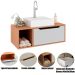 Gabinete de Banheiro 80 cm com Cuba 1 Porta e Nicho Amêndoa/Branco