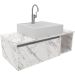 Gabinete de Banheiro 80 cm com Cuba 1 Porta e Nicho Mármore Branco