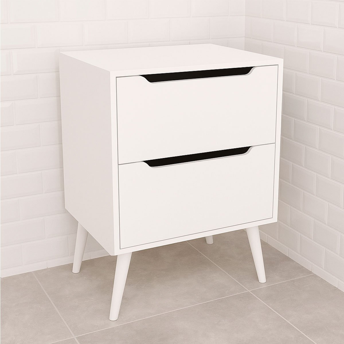 Gabinete para Banheiro 60 cm 2 Gavetas Robin Branco