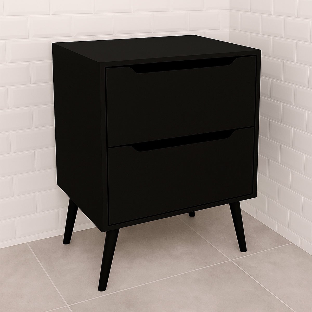 Gabinete para Banheiro 60 cm 2 Gavetas Robin Preto
