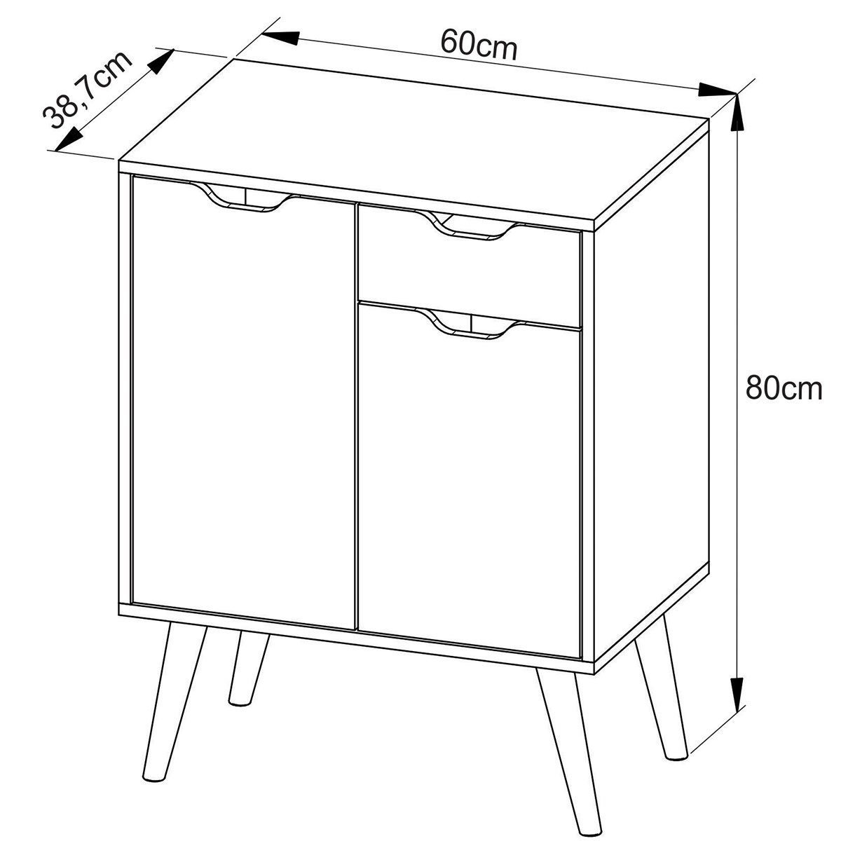 Gabinete para Banheiro 60 cm 2 Portas com Cuba Meire Amêndoa