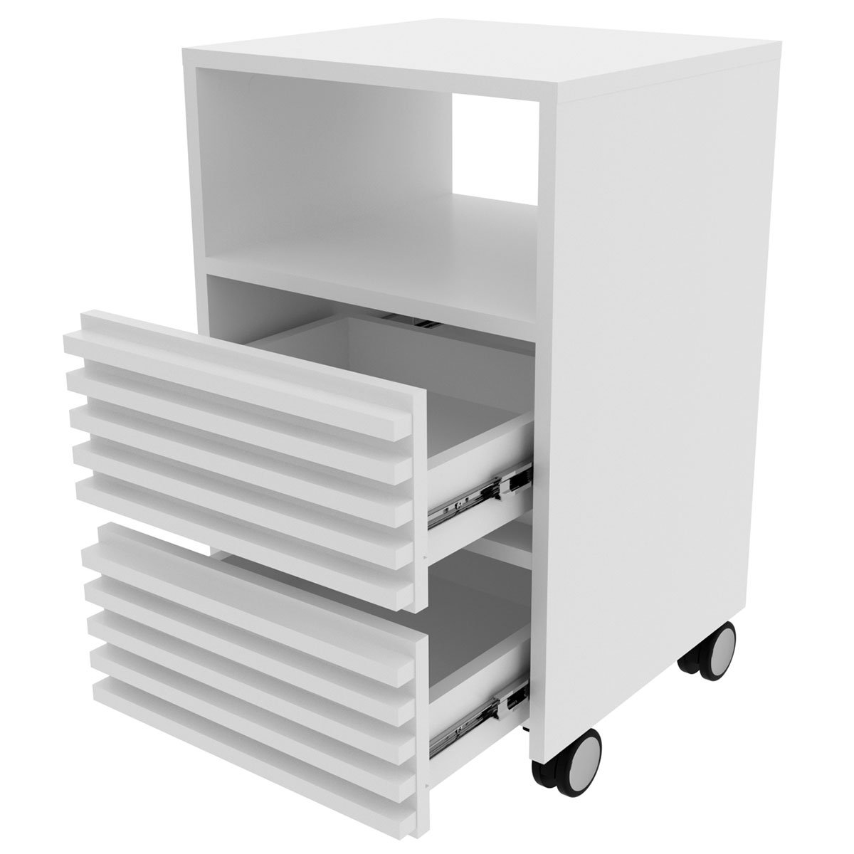 Gaveteiro para Escritório 2 Gavetas com Rodízios Branco