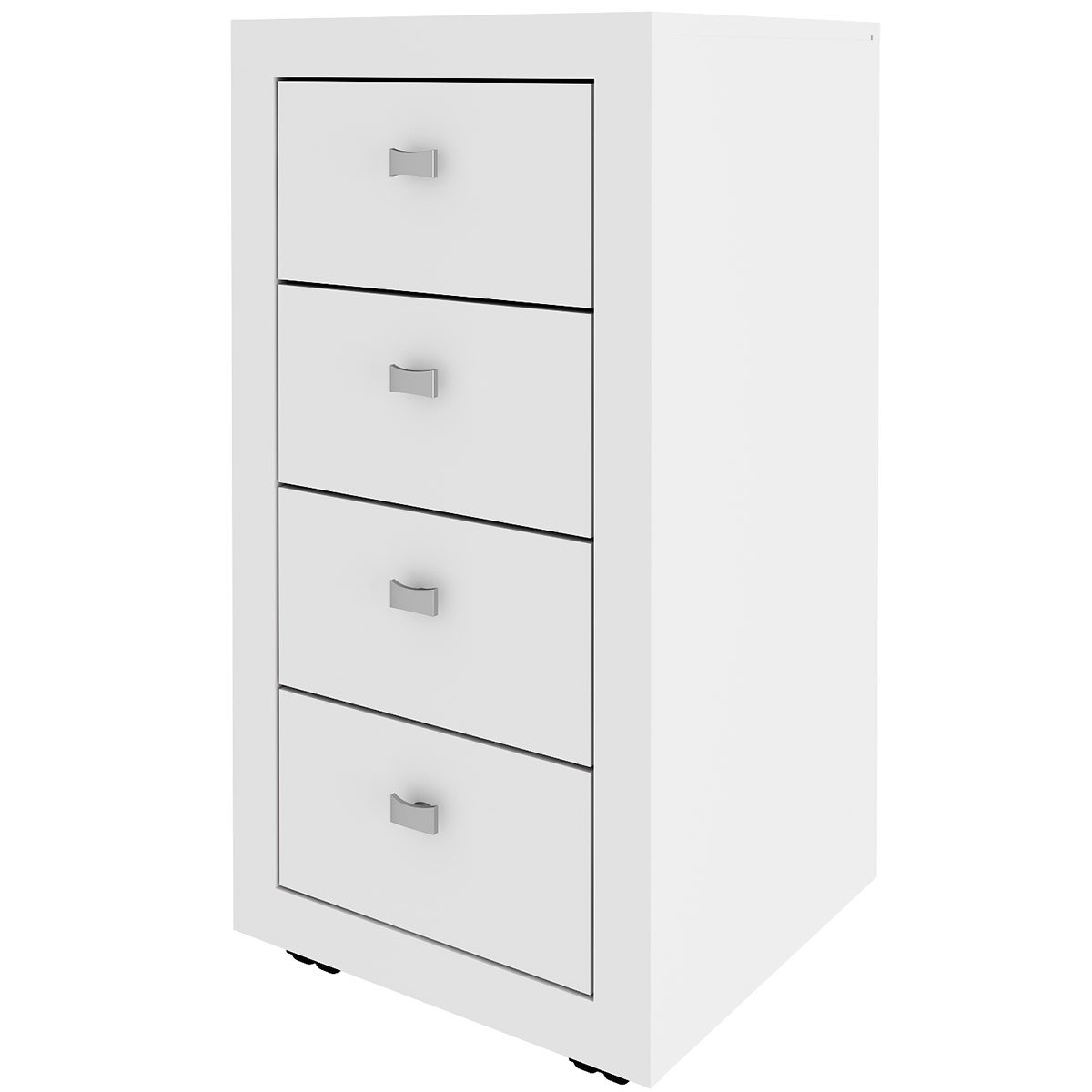 Gaveteiro para Escritório 4 Gavetas com Rodízios Branco