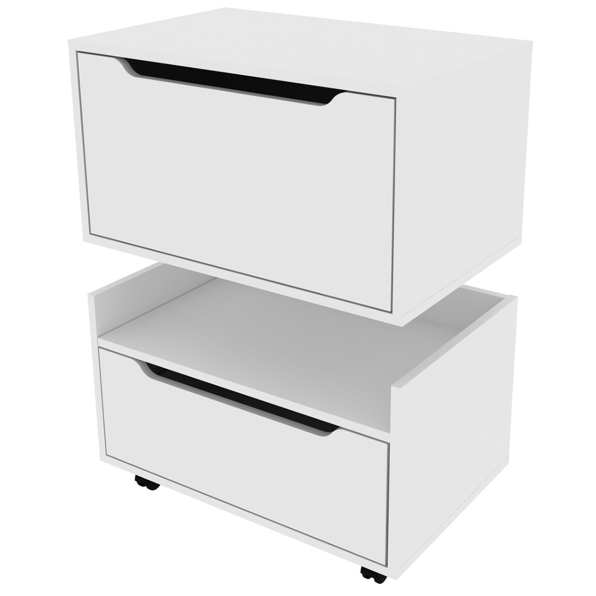 Kit Balcão e Gabinete de Banheiro 1 Porta 1 Gaveta e Rodízio Branco