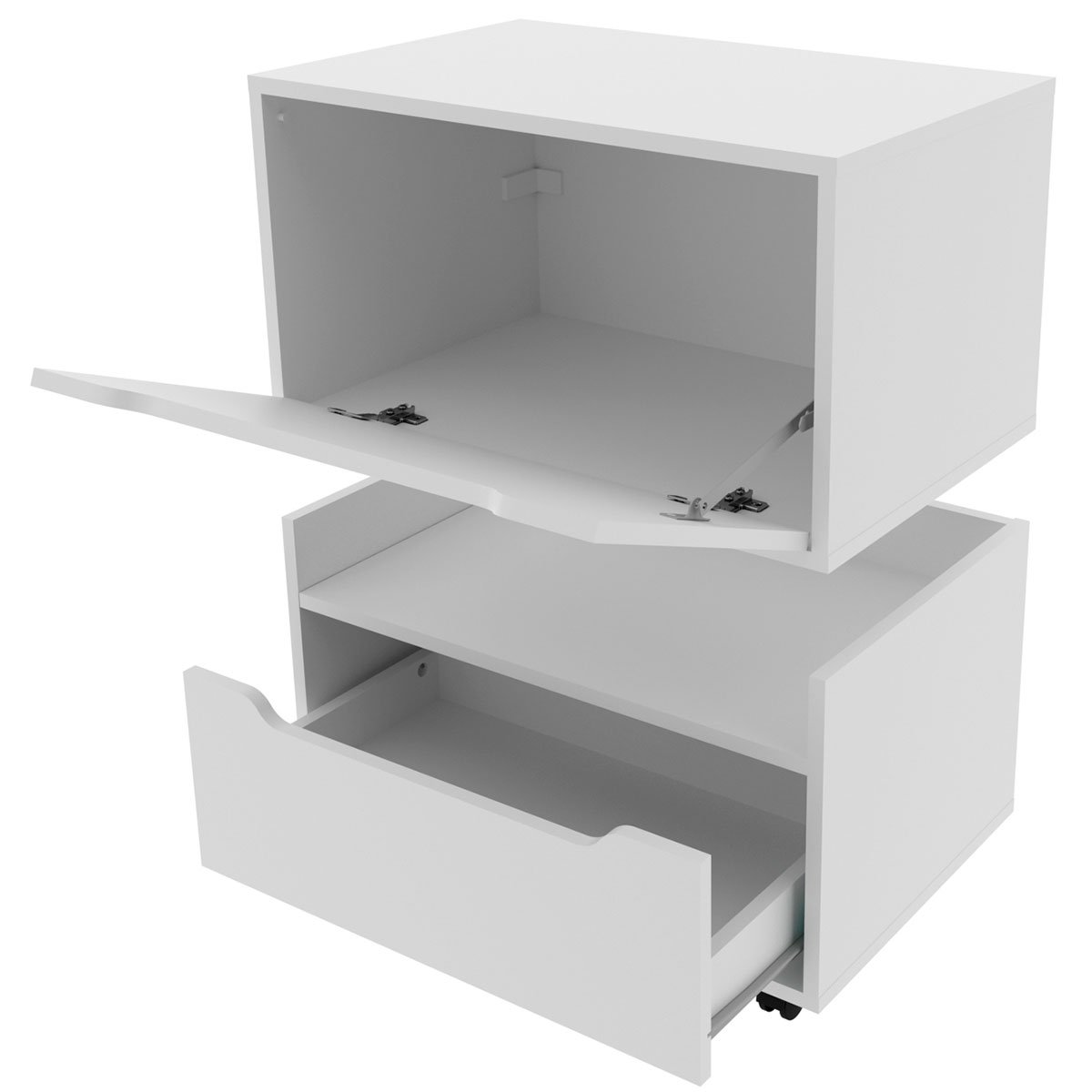 Kit Balcão e Gabinete de Banheiro 1 Porta 1 Gaveta e Rodízio Branco