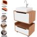 Kit Balcão e Gabinete de Banheiro com Cuba 1 Porta 1 Gaveta Amêndoa/Branco
