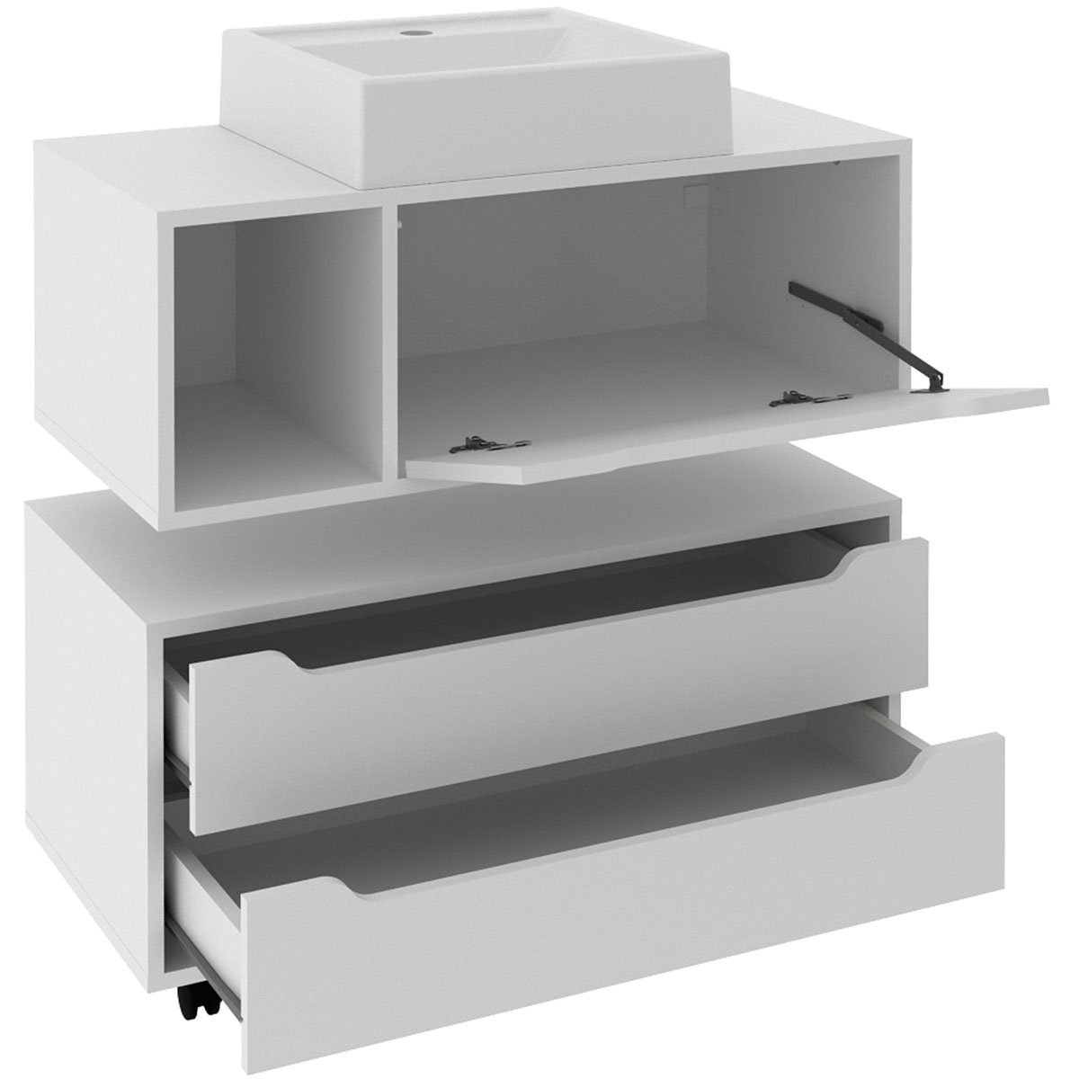 Kit Balcão e Gabinete de Banheiro com Cuba Karina Branco